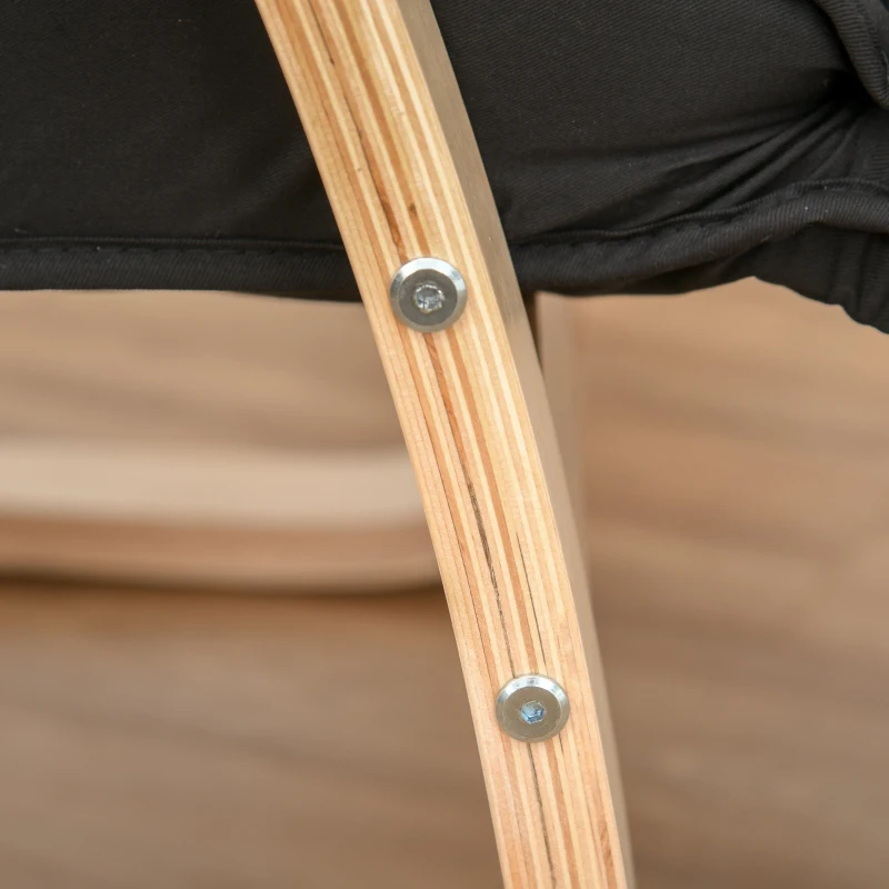 HOMCOM® Relaxsessel Ruhesessel Relaxstuhl Fernsehsessel Sessel modern Balkon verstellbares Fußteil Auflage Holz Schwarz 66,5 x 81 x 100cm