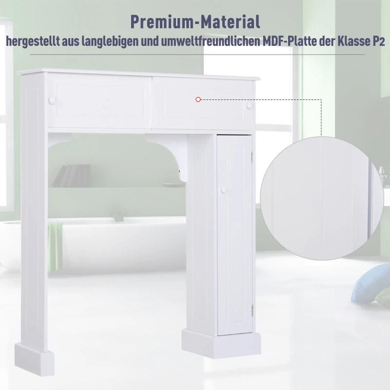 HOMCOM Toilettenregal Toilettenschrank Überbauschrank Anti-Kipp Viel Stauraum MDF Weiß 89 x 23 x 104 cm