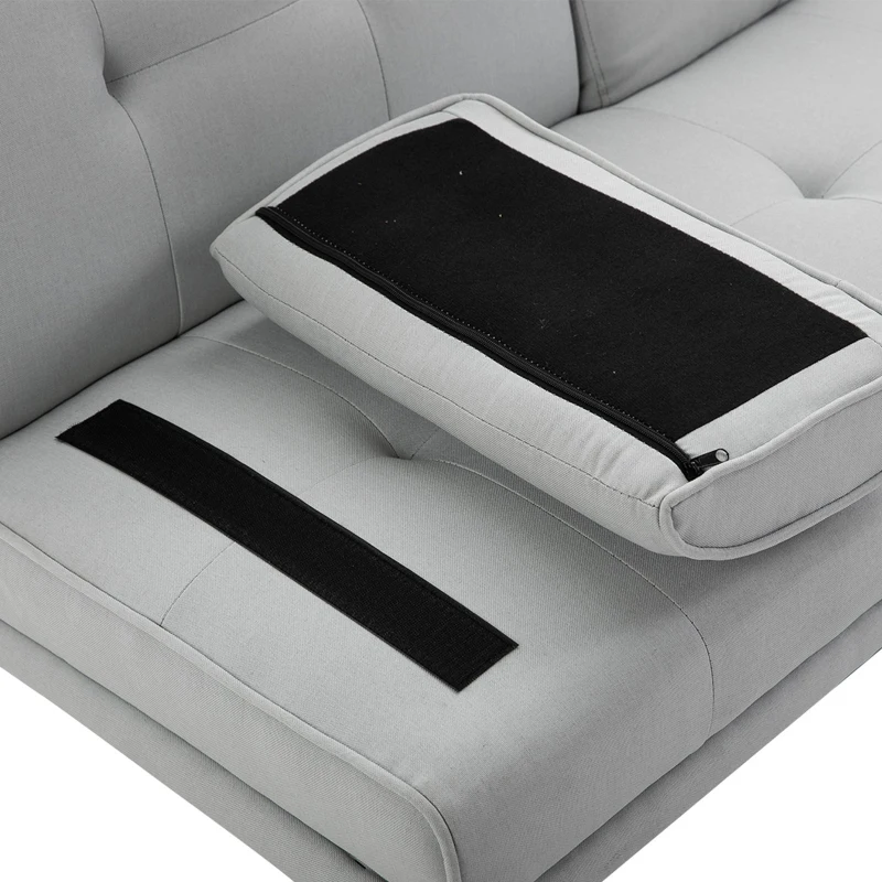 HOMCOM sofa do spania, rozkładana sofa, kanapa na 3 osoby, len, jasnoszara, 181 x 77 x 72 cm