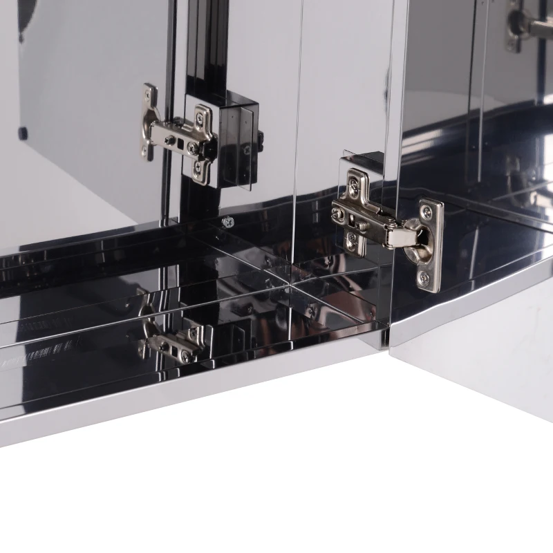 HOMCOM Wall mounted Bathroom Mirror Storage Cabinet Double Doors Stainless Steel 430mm (W)