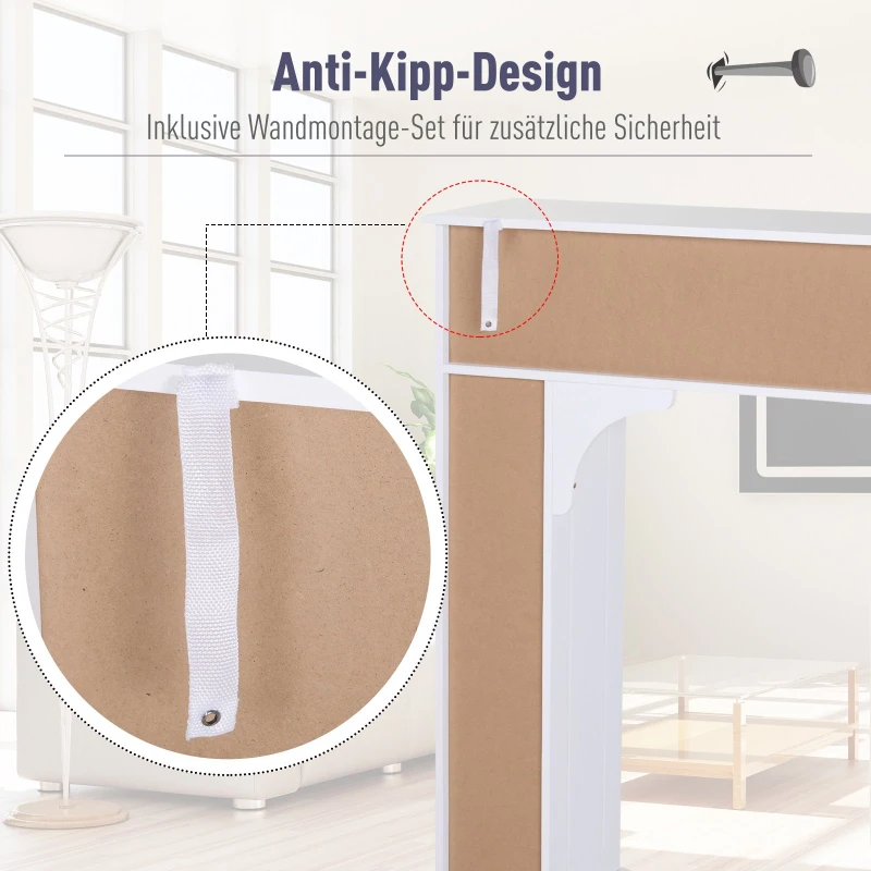 HOMCOM Toilettenregal Toilettenschrank Überbauschrank Anti-Kipp Viel Stauraum MDF Weiß 89 x 23 x 104 cm