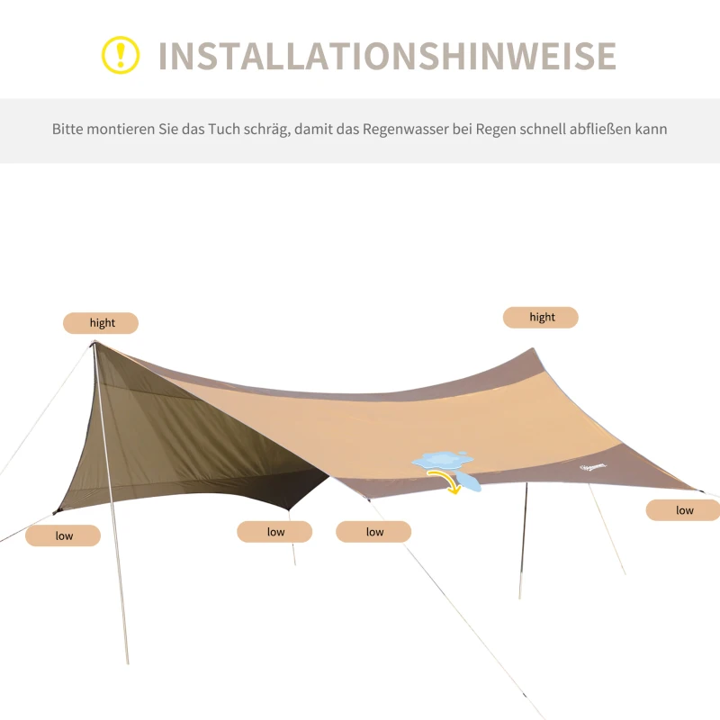 Żagiel tarp ochrona przeciwsłoneczna poliester złoty Outsunny