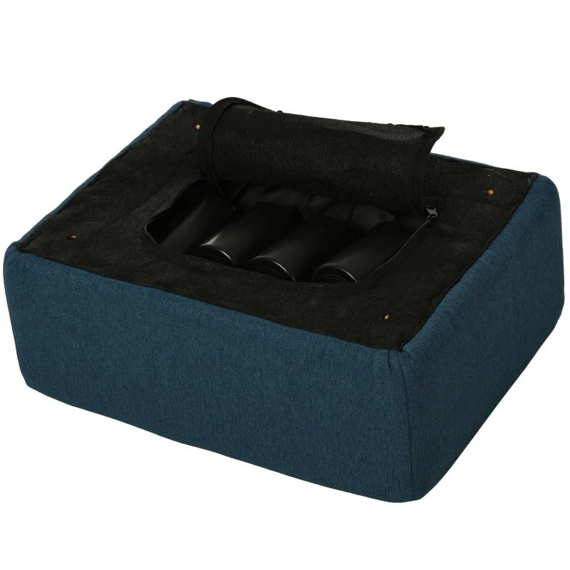 HOMCOM Sitzhocker Hocker mit Leinenoptik Moderner Fußhocker Polsterhocker Ottomane für Schlafzimmer, Wohnzimmer, Dunkelblau