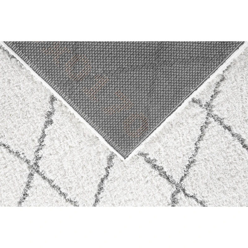 Homcom Teppich skandinavisches Muster Weiß-Silber 170 x 120 x 3,5 cm