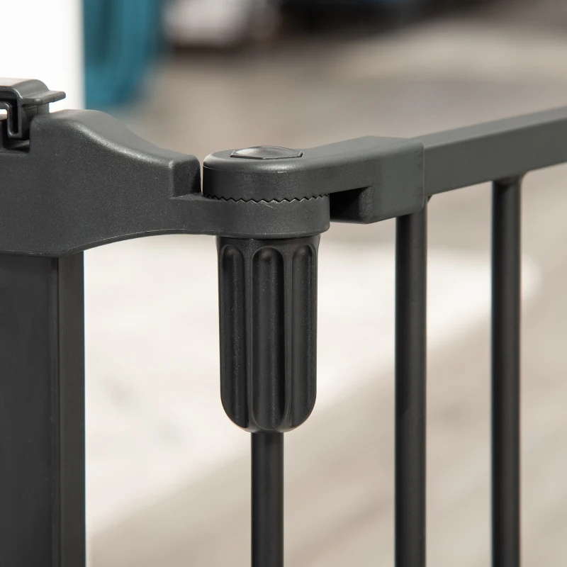 PawHut PapWHut brama bezpieczna dla psa z drzwiami składanymi, czarna, 202,5 cm