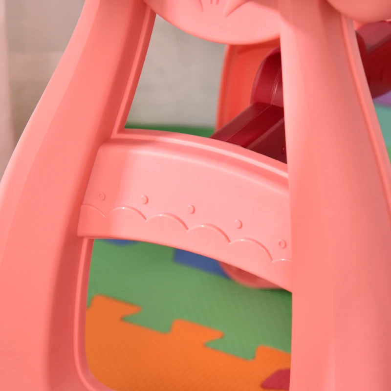 HOMCOM Kinderschminktisch mit Spiegel Hocker Frisiertisch mit reichhaltigem Zubehör 5 Musikstücke Licht für Mädchen ab 3 Jahre anti-rutsch platzsparend Kunststoff Weinrot+Rosa 57 x 29 cm x 70,5 cm