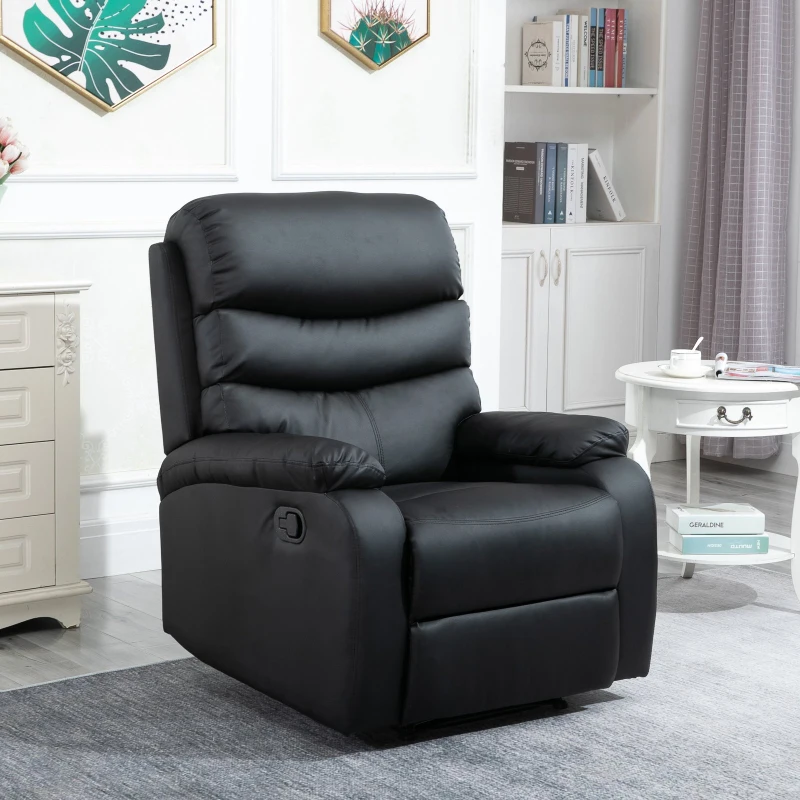 HOMCOM Relaxsessel Liegesessel, Liegefunktion, inkl. Fußstütze, 80 cm x 90 cm x 105 cm, Schwarz