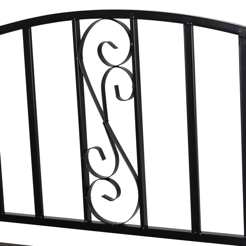 Outsunny łuk ogrodowy z ławką brama kratka pergola do roślin pnących ogród daszek łukowy metal czarny 152 x 58 x 207 cm