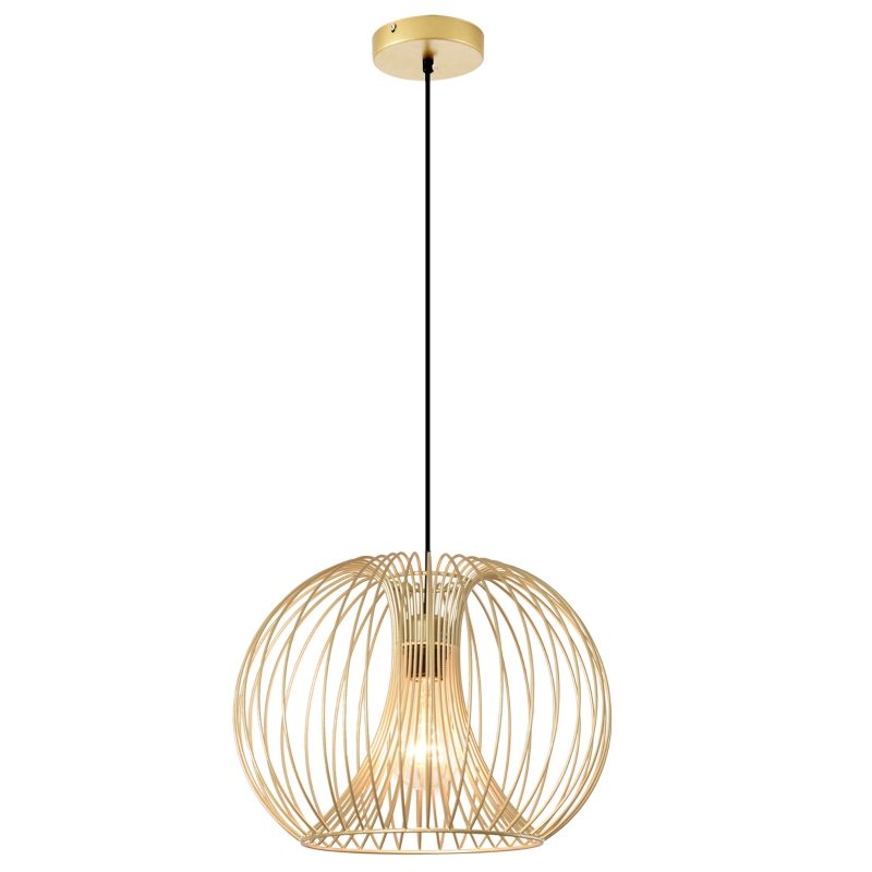 HOMCOM Hängeleuchte, golde moderne Deckenlampe, Deckenstrahler, E27, 40W, Küche, Bar, Wohnzimmer, Schlafzimmer, Stahl, Ø37 x 150H cm (ohne Birne)