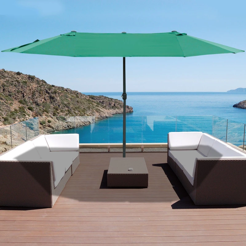 Parasol ze stojakiem parasol ogrodowy podwójny 460x270cm ciemnozielony