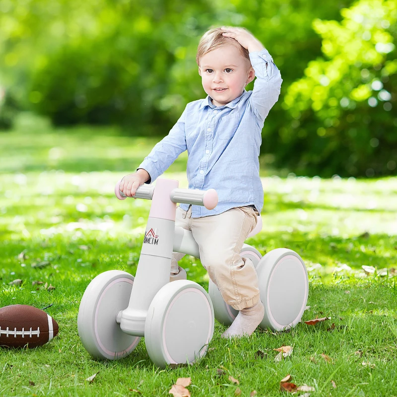HOMCOM Kinder Laufrad Lauffahrrad Balance Bike ab 1 Jahr Baby Rutschrad mit TPU-Rädern keine Schrauben Geschenke für Jungen/Mädchen Kleinkind Spielzeug Rosa+Grau 60 x 24 x 37 cm