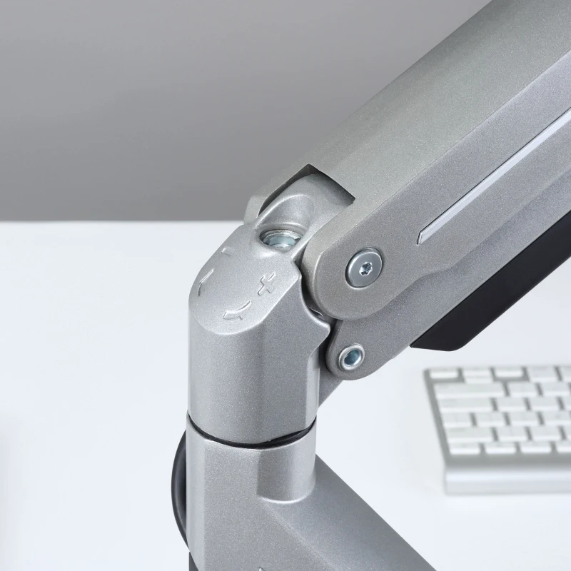 Uchwyt na monitor Vinsetto monitor biurkowy wspornik na monitor z regulacją wysokości przechylany w pionie i w poziomie obrotowy stop aluminium kolor srebrny 60 x 14 x 31-64 cm