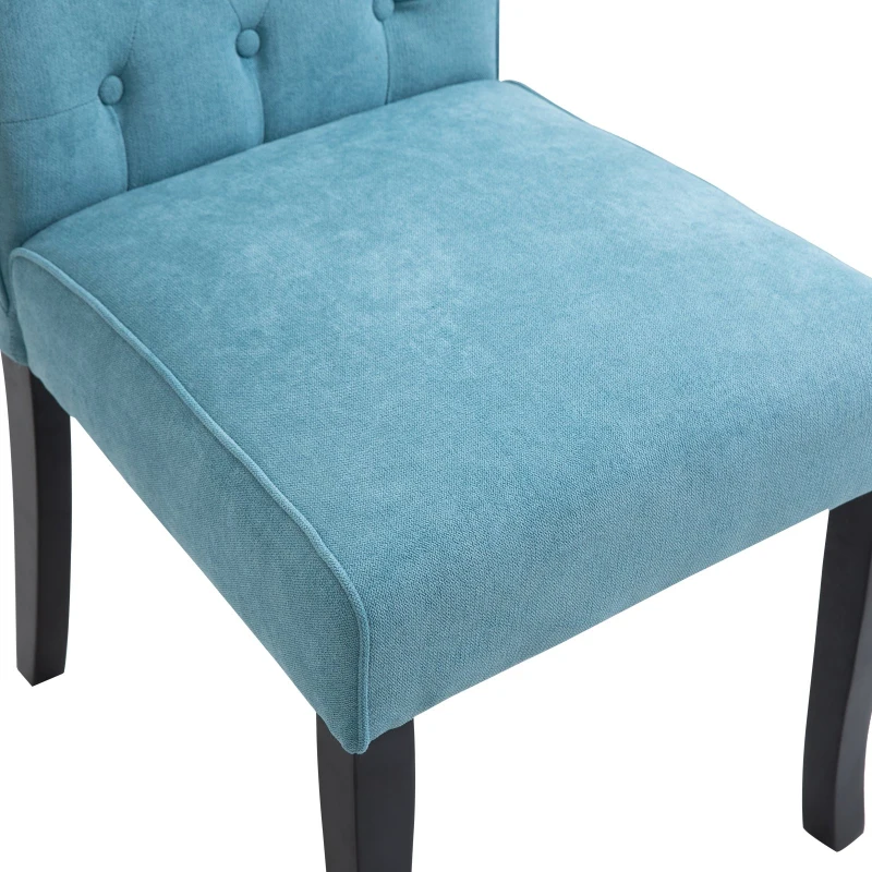 HOMCOM Luxus Esszimmerstuhl, gepolstert und getuftet, Kautschuk, Leinen