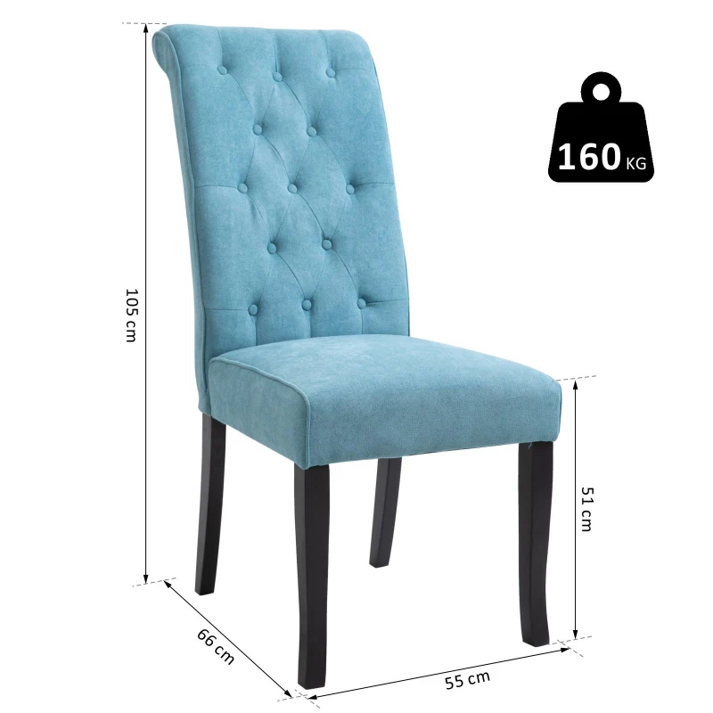 HOMCOM Luxus Esszimmerstuhl, gepolstert und getuftet, Kautschuk, Leinen