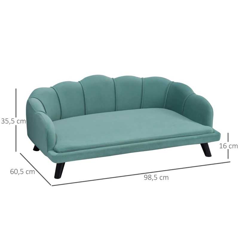 PawHut Sofa dla psa z oparciem sofa dla zwierząt domowych legowisko dla psa z miękkim obiciem sofa dla kota kolor zielony