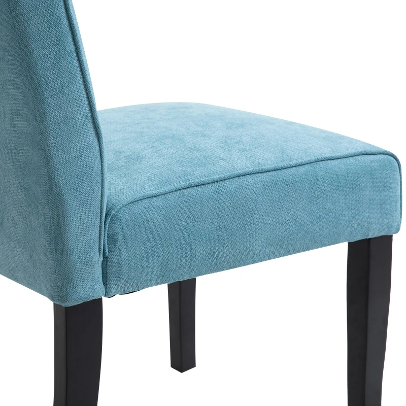 HOMCOM Luxus Esszimmerstuhl, gepolstert und getuftet, Kautschuk, Leinen