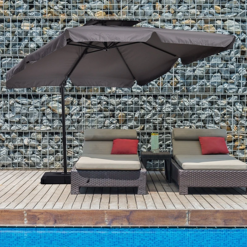 Parasol UV50+ parasol na wysięgniku podstawa i 4 obciążniki z pokrowcem ochronnym aluminium