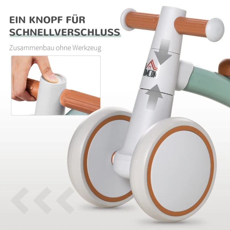 HOMCOM Kinder Laufrad Lauffahrrad Balance Bike ab 1 Jahr Baby Rutschrad mit TPU-Rädern keine Schrauben Geschenke für Jungen/Mädchen Kleinkind Spielzeug Braun+Grün 60 x 24 x 37 cm