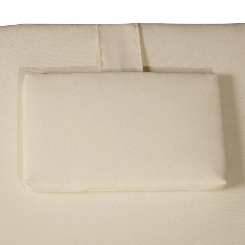 Outsunny Gartenliege Sonnenliege Liegestuhl Gartenmöbel klappbar verstellbar Akazienholz Natur+Weiß L197 x B72 x H(34–84) cm