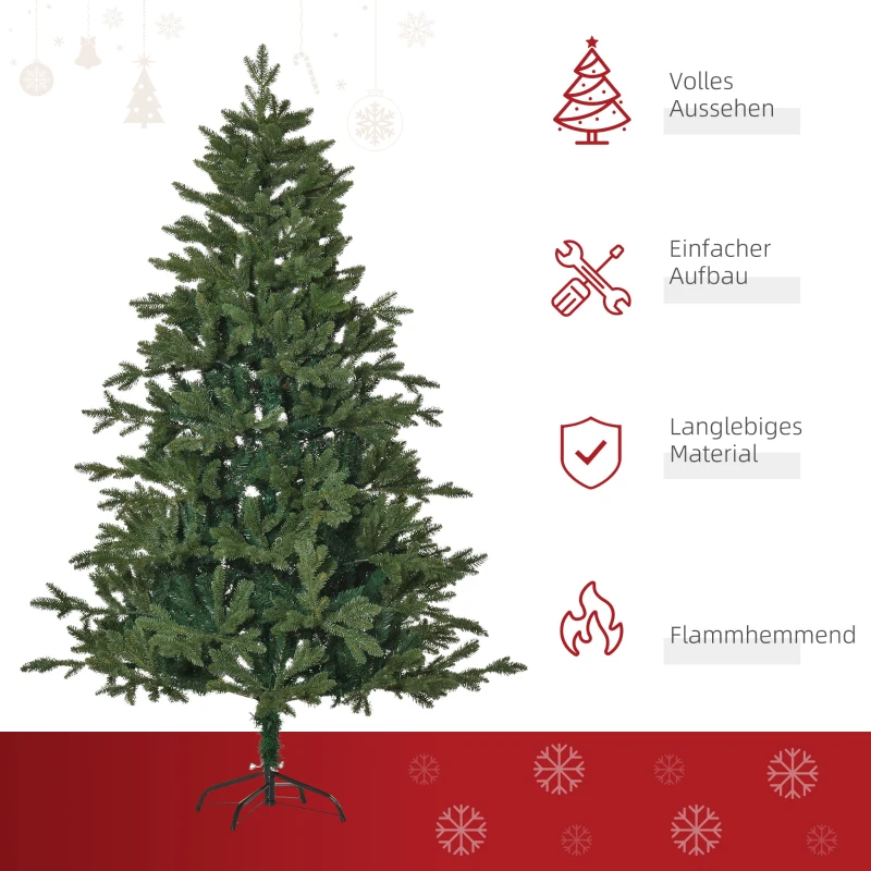 HOMCOM kunstkerstboom 1,8 m kerstboom dennenboom PVC PE metaal groen Ø 90 x 180 cm