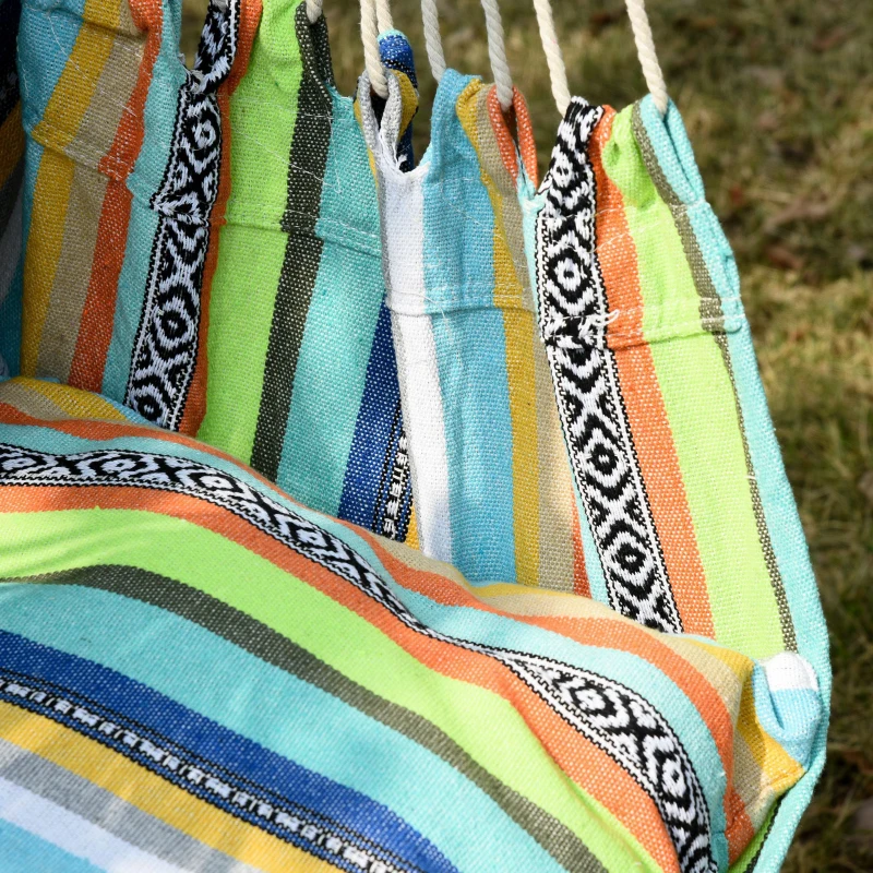 Outsunny Hängesessel mit Kissen Hängestuhl Hängesitz Hängeschaukel Leicht zu tragen einfach verpackung bis 100 kg belastbar mehrfarbig 100 x 100 cm