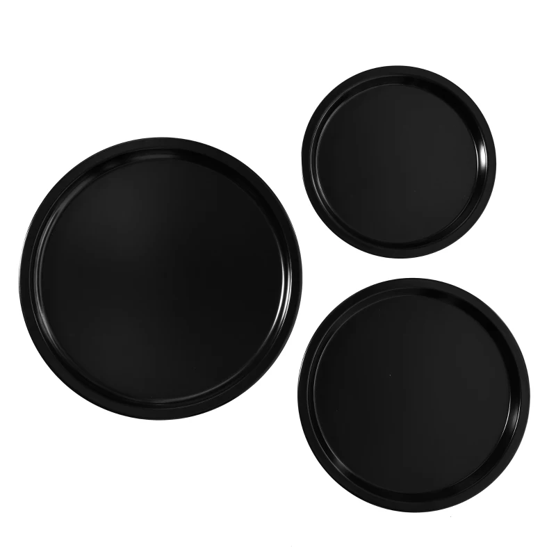 HOMCOM set van 3 bijzettafel met opbergruimte nachtkastje decoratieve salontafel met afneembaar deksel mandtafel koffietafel staal zwart Ø 43 x 44,5 cm / Ø 35 x 39,5 cm / Ø 30 x 35,5 cm