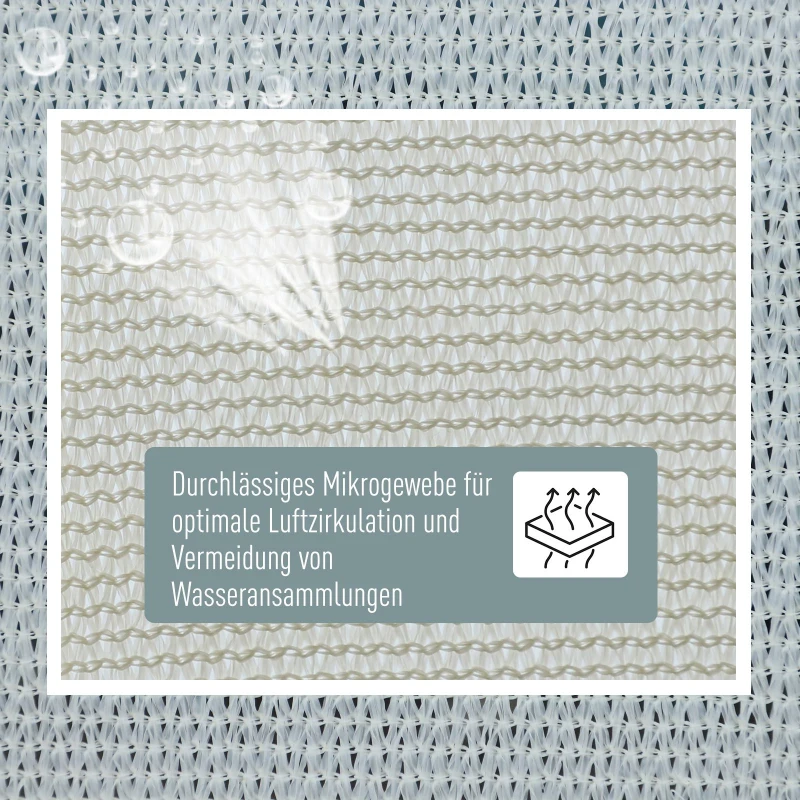 Outsunny Sonnensegel Sonnendach Sonnenschutz Rechtecke HDPE Weißcreme 3 x 3 m