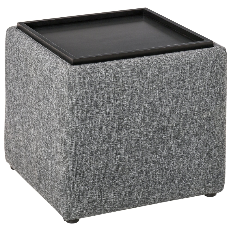 HOMCOM Sitzhocker mit Stauraum, Fußhocker, Polsterhocker, Aufbewahrungsbox, Deckel Abnehmbar, Leinen, Dunkelgrau, 42 x 42 x 41 cm