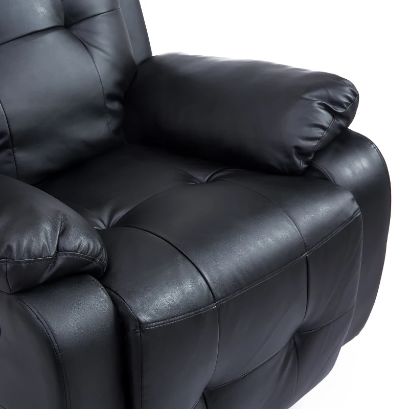 HOMCOM Massagesessel mit Wärmefunktion Fernsehsessel Elektrisch Relaxsessel TV Sessel mit Liegefunktion (Kunstleder Schwarz)