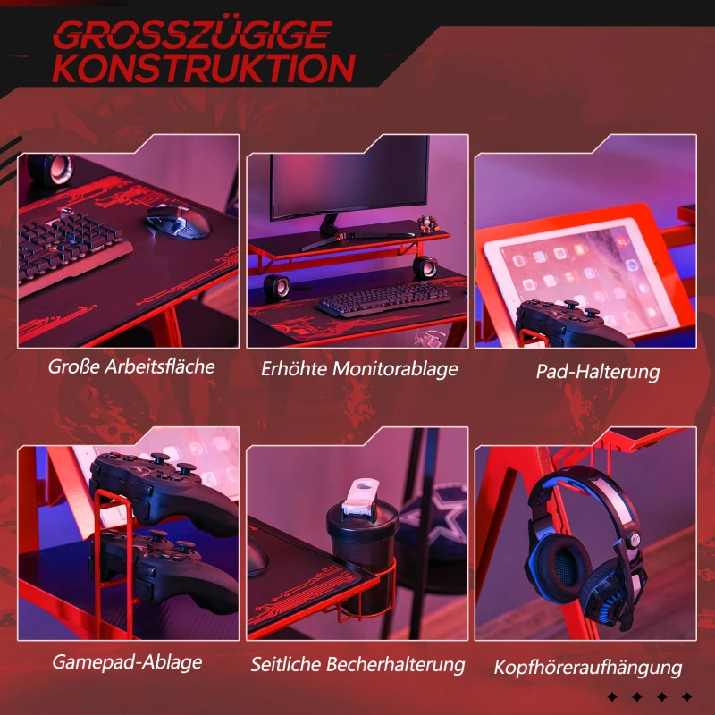 Stół gamingowy biurko komputerowe stół roboczy mebel styl e-sportowy stal