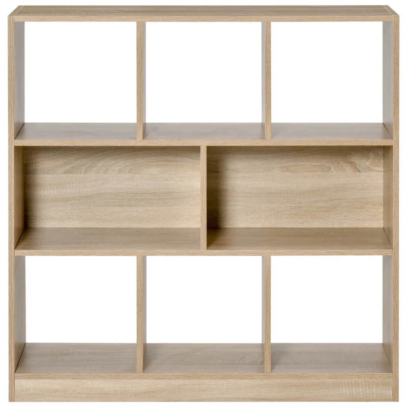 HOMCOM Bücherregal 3-stöckige Aufbewahrungsregal Büroregal Display Regal für Home-Office Wohnzimmer Spanplatte Natur 97,5 x 30 x 100 cm