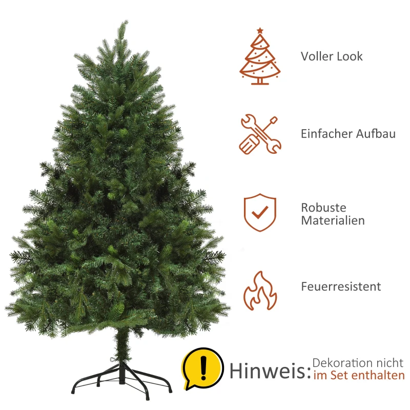 HOMCOM Künstlicher Weihnachtsbaum 1,5 m Christbaum Tannenbaum 1211 Äste Metallfuß PVC PE Grün Ø110 x 150H cm