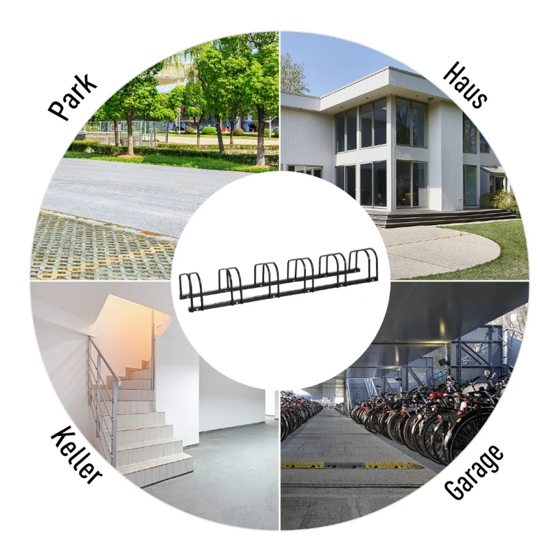 HOMCOM® STOJAK NA ROWERY 6-MIEJSCOWY czarny