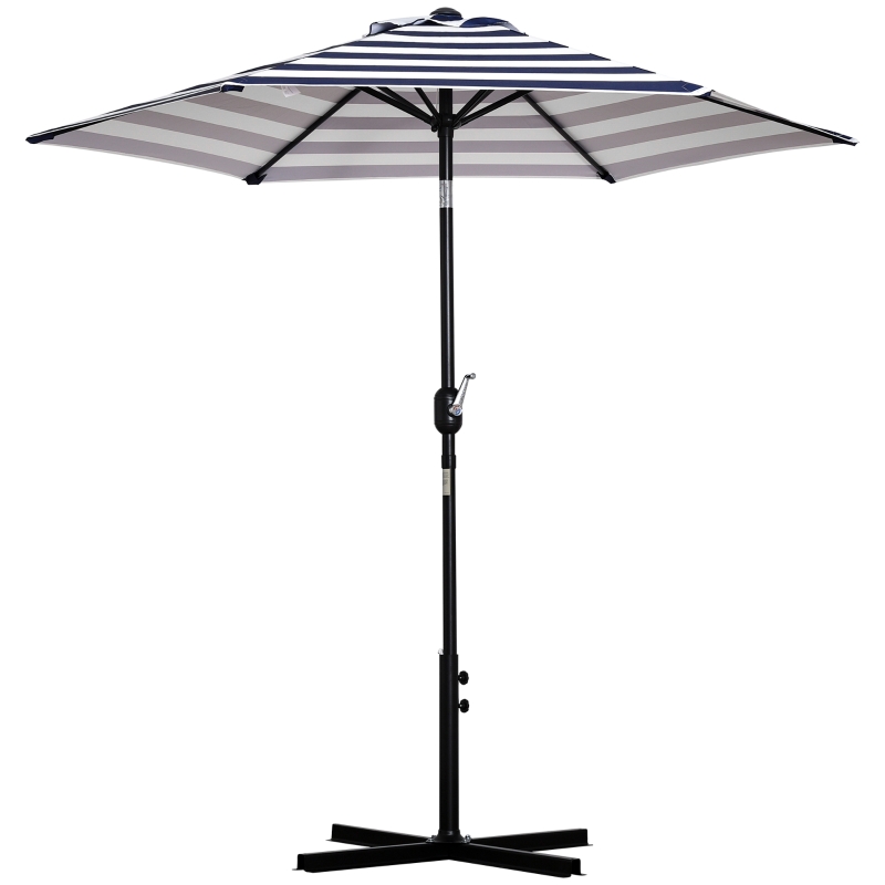Outsunny Sonnenschirm Gartenschirm Terrassenschirm Gestell Stahl im Freien Blauer Streifen Ø227 x 225 cm