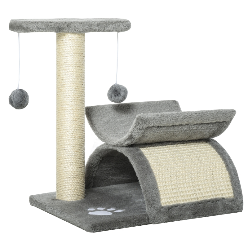 PawHut Katzenbaum Spielbaum Katzenkratzbaum Kratzbaum Katzen mit Ball Hellgrau L40 x B30 x H43 cm