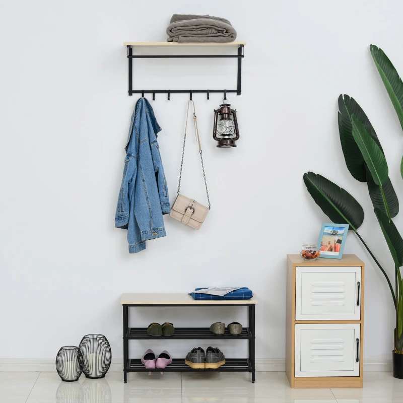 HOMCOM Zestaw do garderoby 2 w 1 Garderoba korytarzowa z ławką