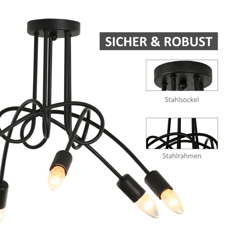 Żyrandol Lampa wisząca 5-punktowa Oprawa zwieszana gniazdo E27 industrialna metal