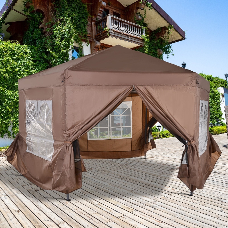 Outsunny 4m x 4m Hexagonal Metal Frame 
