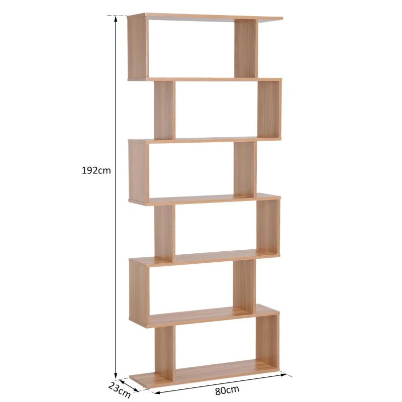 HOMCOM regał na książki, regał ścienny, przegroda z 6 półkami, regał stojący, regał na dokumenty