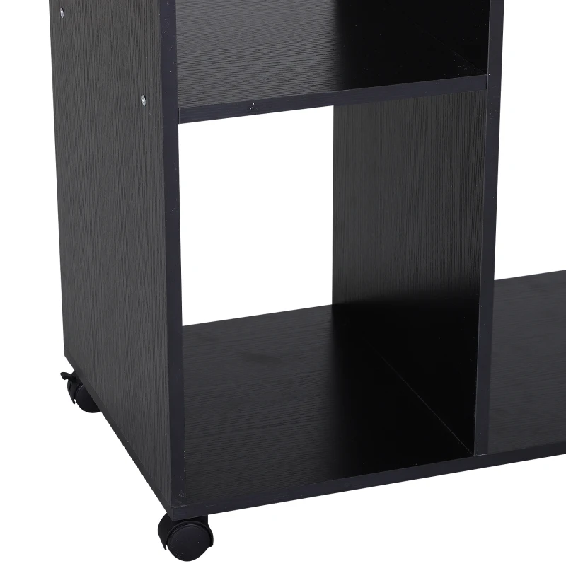 HOMCOM Szafa ubraniowa Otwarta szafa do przedpokoju, z wieszakami na ubrania i kółkami, do sypialni, płyta wiórowa E1, aluminium, 80x40x128 cm, czarny