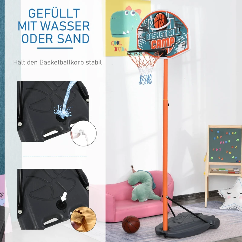 HOMCOM Kinder Basketballständer Basketballkorb Einstellbare mit Ständer Höhenverstellbar mit Ball & Pumpe Blau+Schwarz