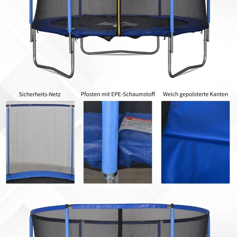 Trampolina z siatką zabezpieczającą Trampolina ogrodowa Stal Ø 244 x wys. 240 cm