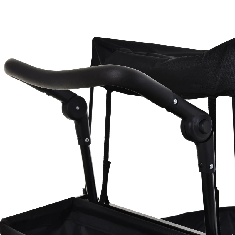 DURHAND® Bollerwagen Handwagen Gartenwagen mit Dach Faltbar extra Staubox Oxford Schwarz