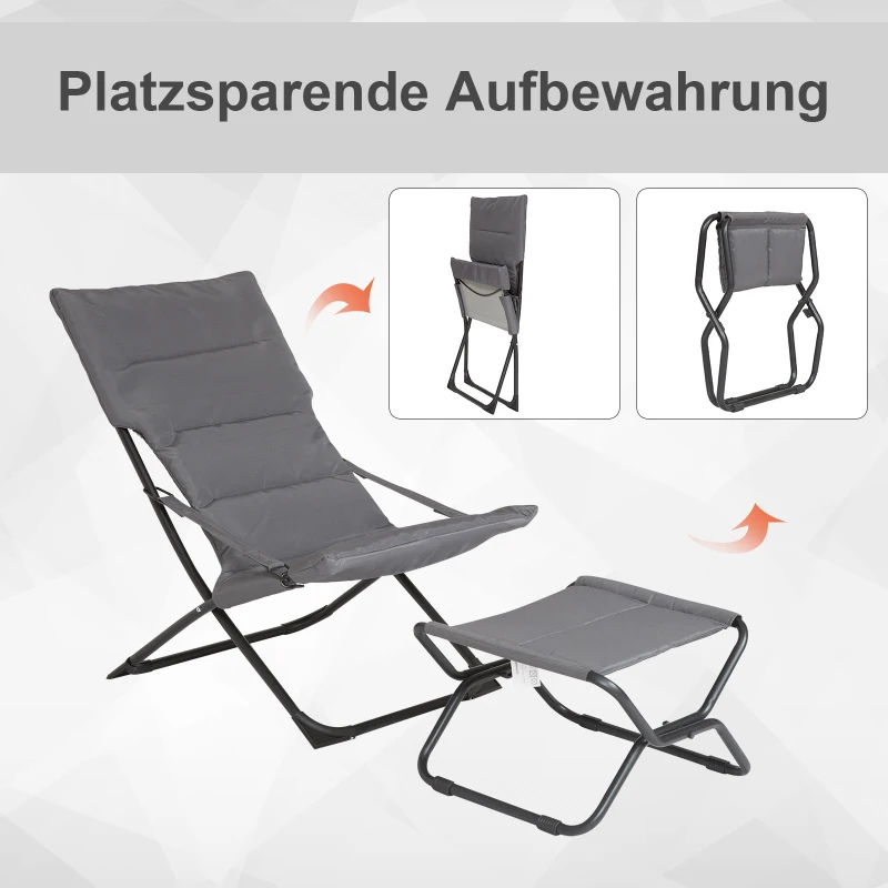 Outsunny® Sonnenliege mit Fußhocker Gartenliege Relaxliege Weiche Polsterung Polyester