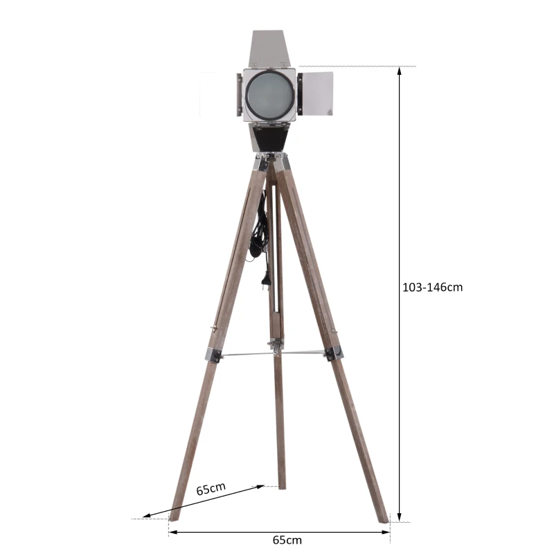 HOMCOM vloerlamp in hoogte verstelbare driepoot staande lamp leeslamp stalamp E14