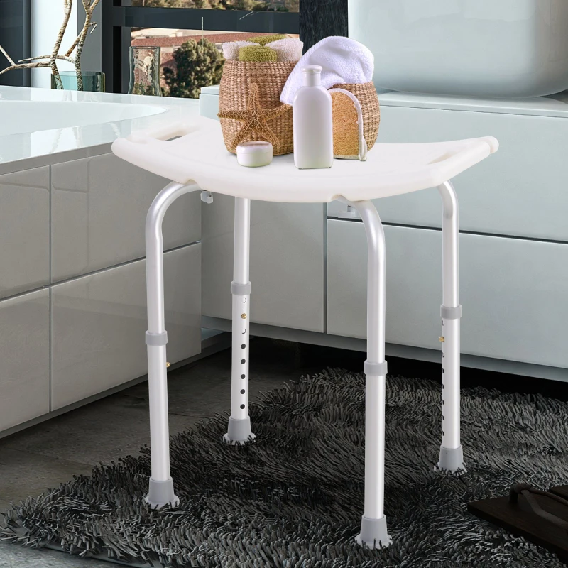 HOMCOM Duschstuhl Badehocker Badestuhl Duschhocker Duschsitz Badhilfe höhenverstellbar (Duschhocker/rechteckig)