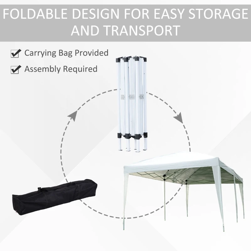 Outsunny 3 x 6 m Pop Up Gazebo with Sides and Windows, Height Adjustable Wedding Camping Party Tent Canopy Marquee with Storage Bag for Garden, Event, White