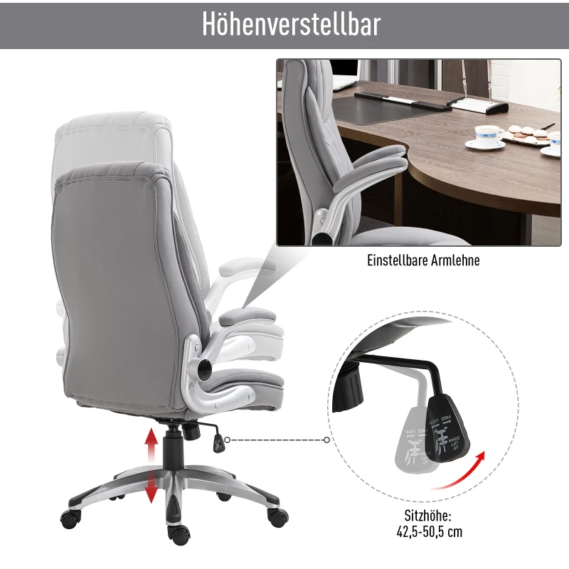 Vinsetto Krzesło biurowe z funkcją przechylania krzesło obrotowe krzesło komputerowe z regulacją wysokości imitacja skóry