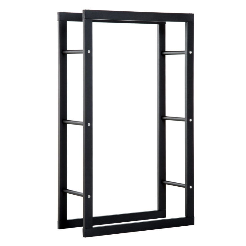 HOMCOM Kaminholzständer Kaminholzablage Feuerholzregal Kaminholzhalter 100kg Stahl Schwarz L60 x B25 x H100 cm