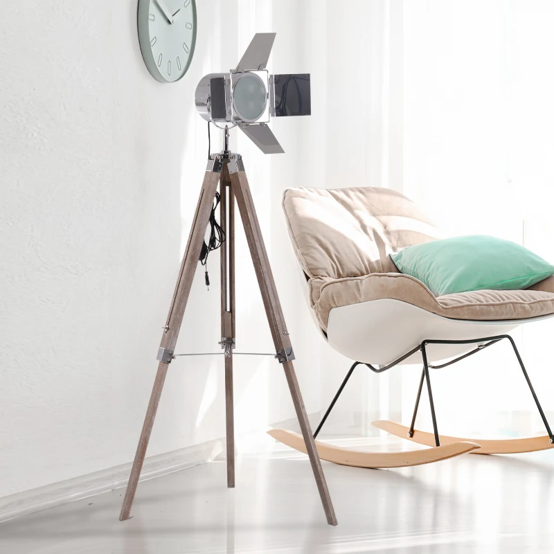 HOMCOM vloerlamp in hoogte verstelbare driepoot staande lamp leeslamp stalamp E14